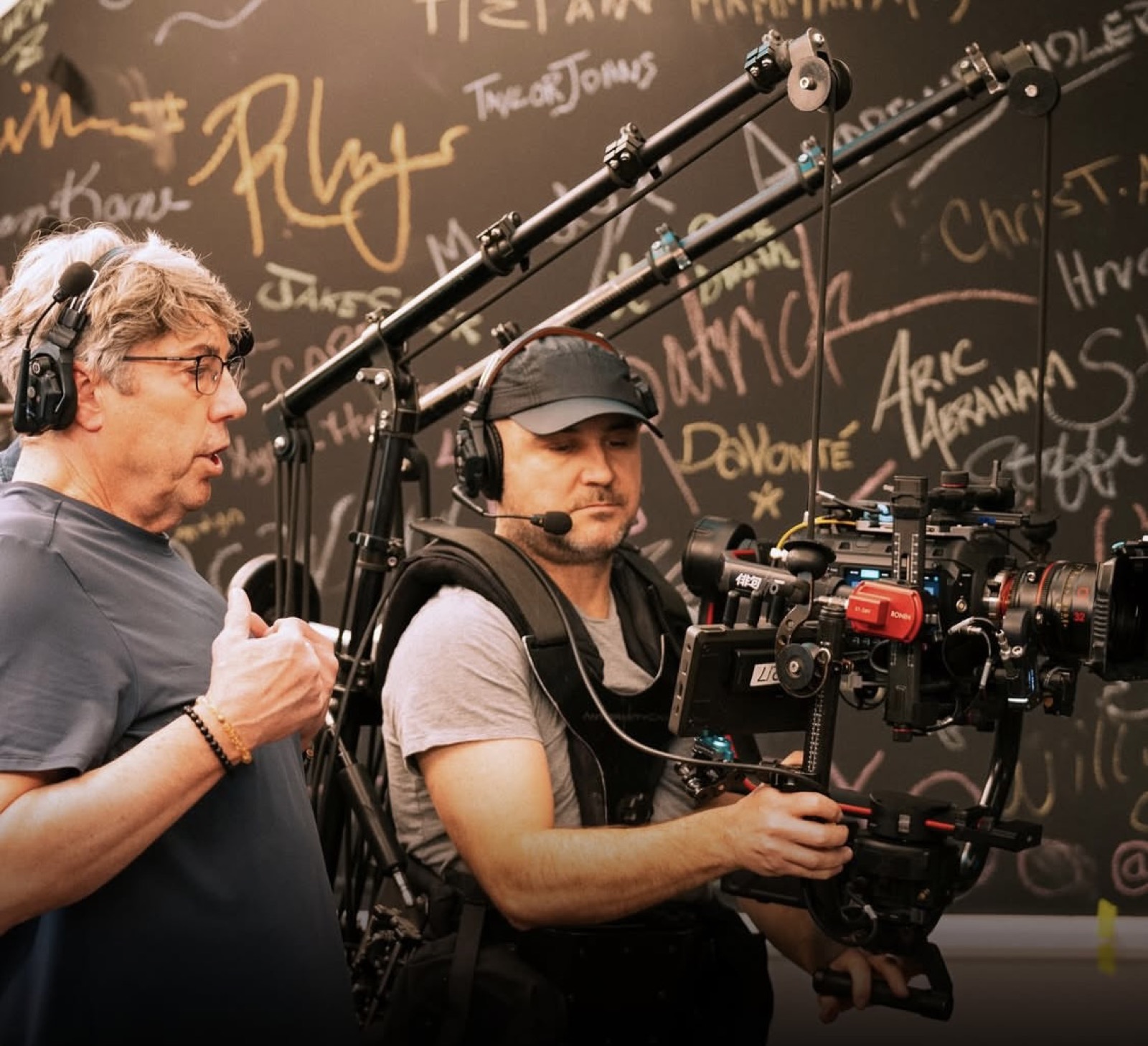 Jorel O'Dell operating on set
